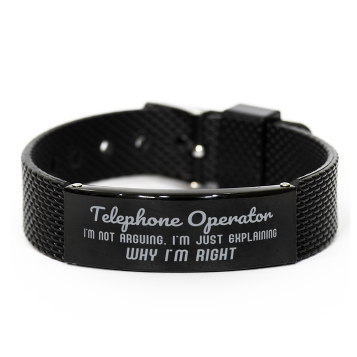 Telephone Operator I'm not Arguing. I'm Just Explaining Why I'm RIGHT Black Shark Mesh Bracelet, Funny Saying Quote Telephone Operator Gifts For Telephone Operator Graduation Birthday Christmas Gifts for Men Women Coworker