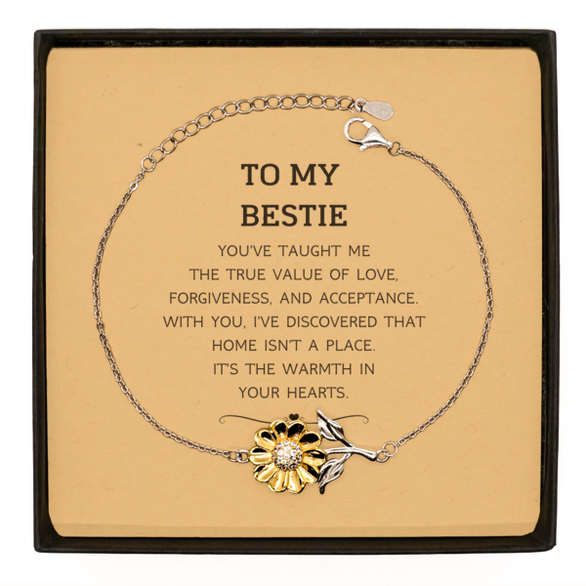 To My Bestie Gifts, You've taught me the true value of love, Thank You Gifts For Bestie, Birthday Sunflower Bracelet For Bestie