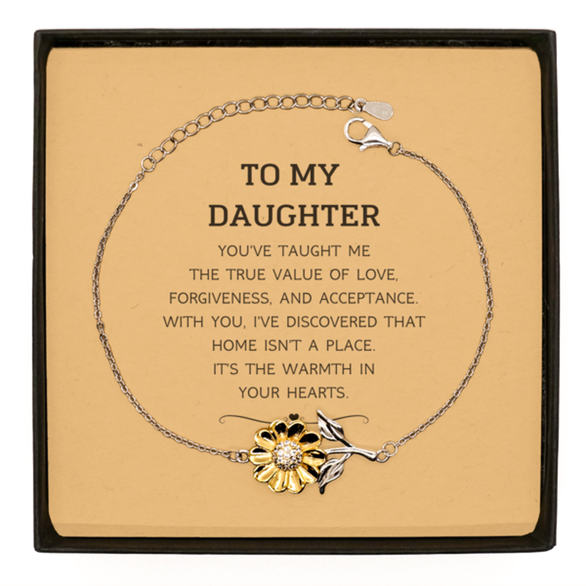 To My Daughter Gifts, You've taught me the true value of love, Thank You Gifts For Daughter, Birthday Sunflower Bracelet For Daughter