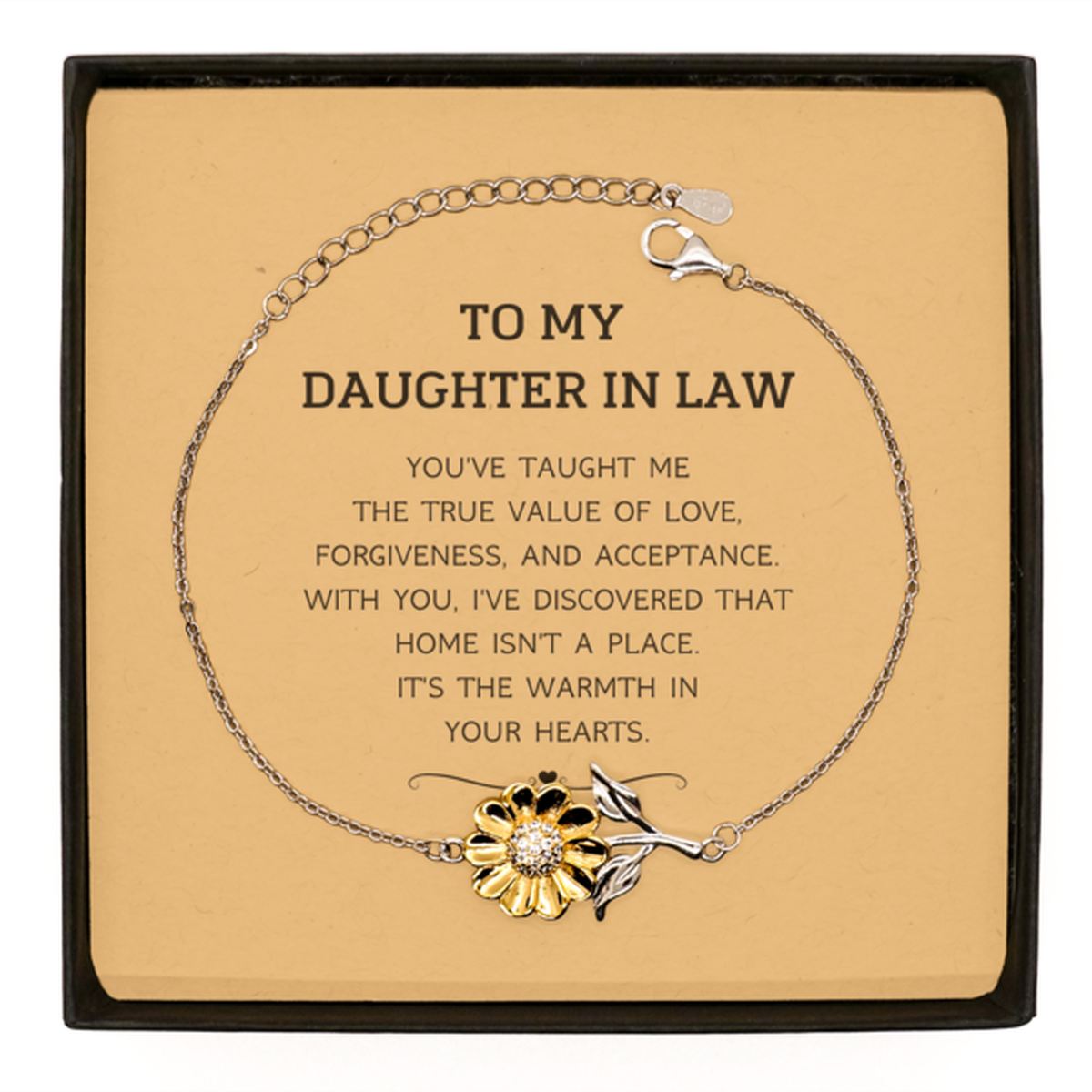 Daughter In Law Sunflower Bracelet - You've Taught Me the True Value of Love | Meaningful Gift