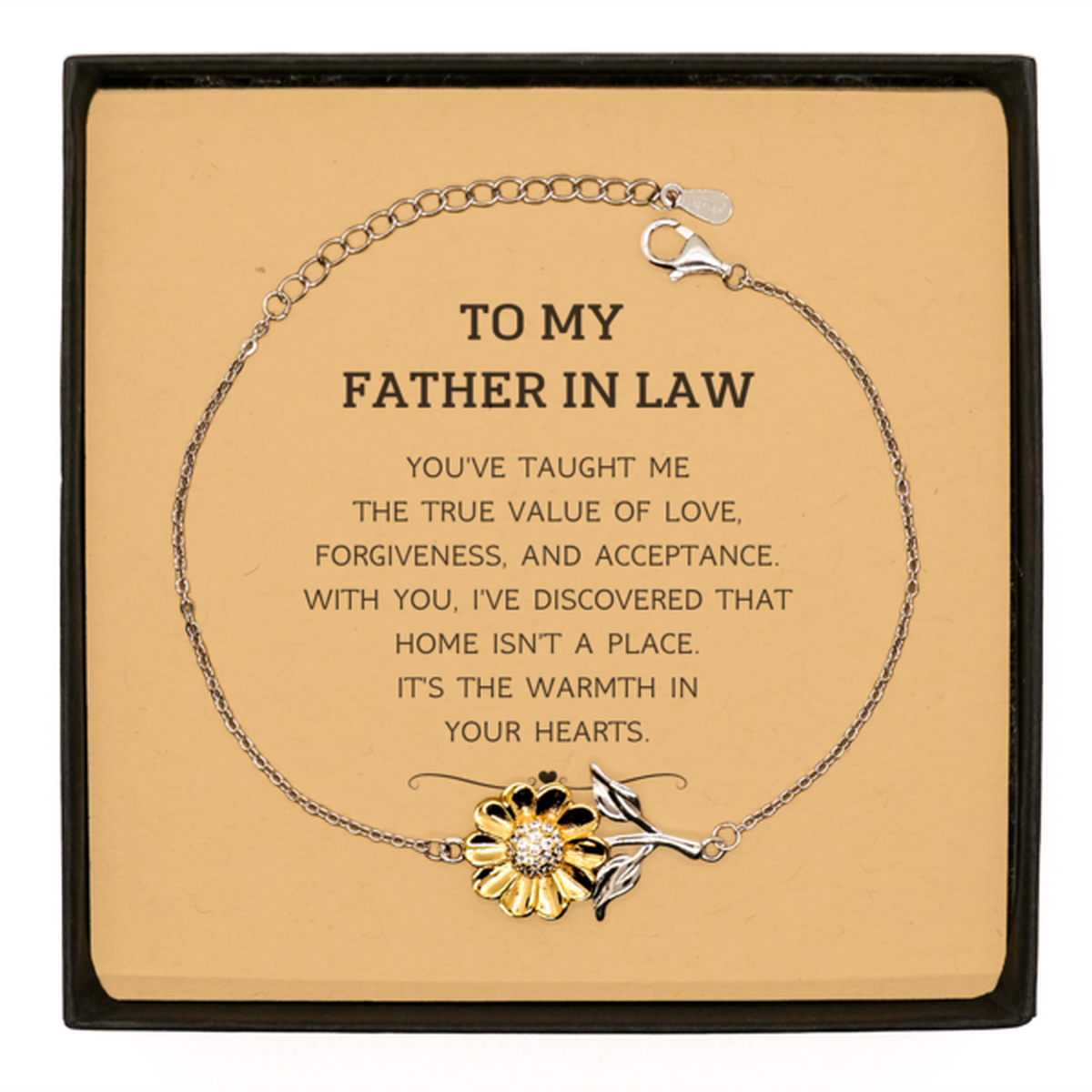 To My Father In Law Gifts, You've taught me the true value of love, Thank You Gifts For Father In Law, Birthday Sunflower Bracelet For Father In Law