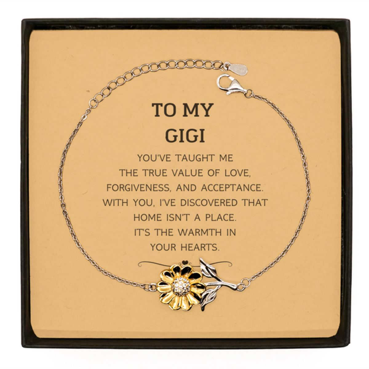 Gigi Sunflower Bracelet - You've Taught Me the True Value of Love | Birthday Gift
