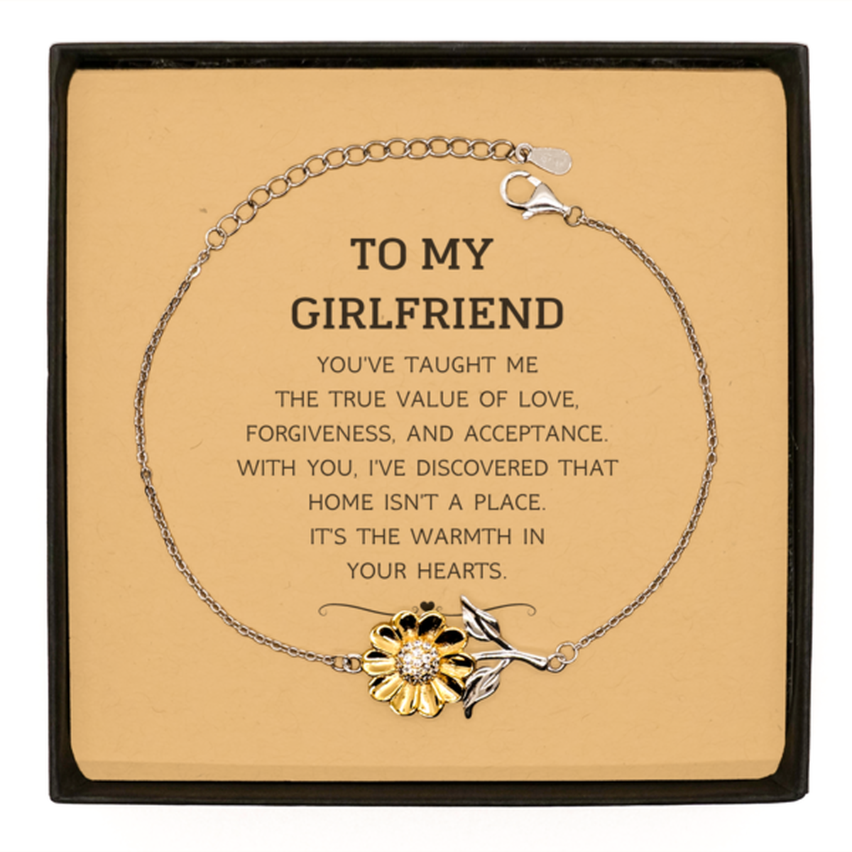 To My Girlfriend Gifts, You've taught me the true value of love, Thank You Gifts For Girlfriend, Birthday Sunflower Bracelet For Girlfriend
