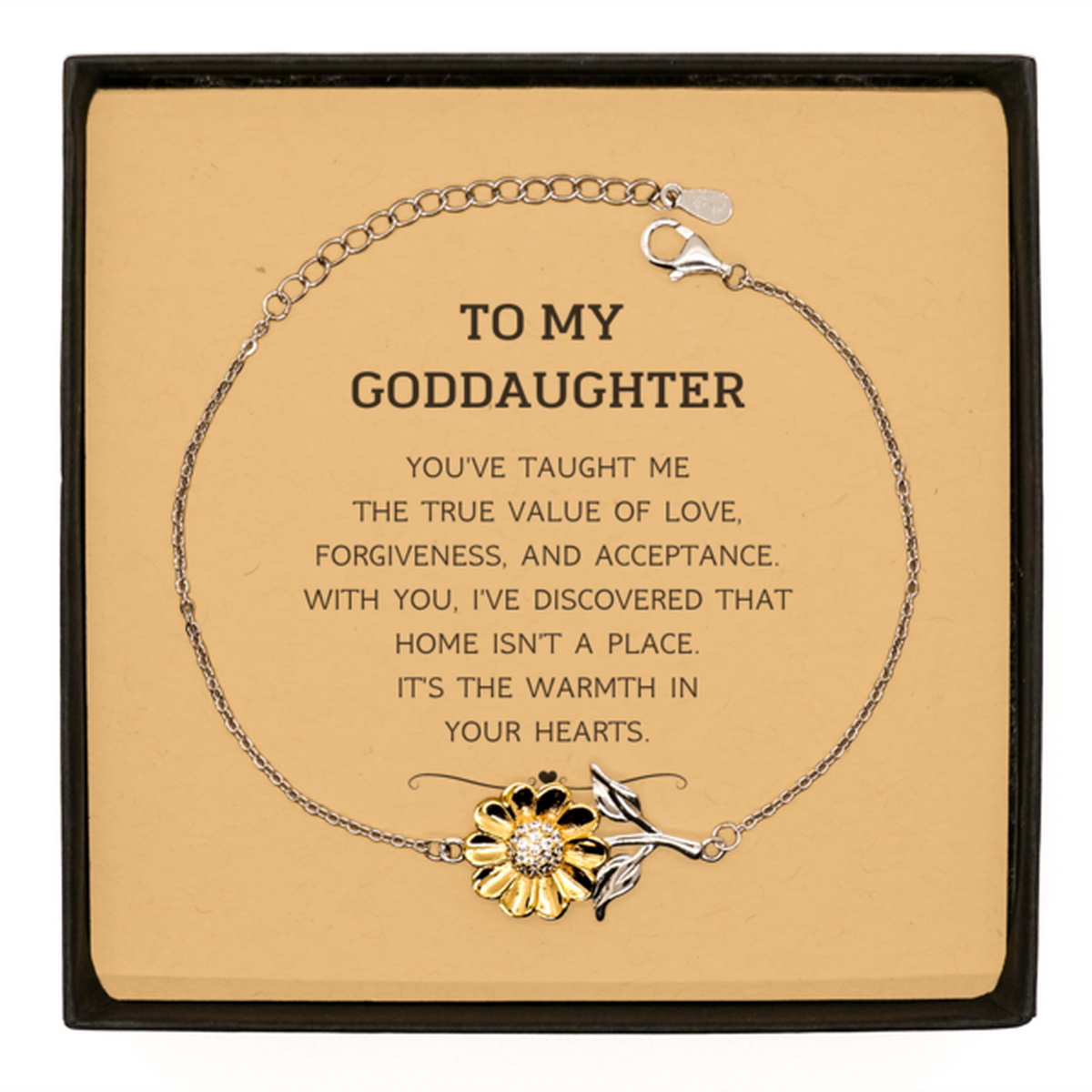 To My Goddaughter Gifts, You've taught me the true value of love, Thank You Gifts For Goddaughter, Birthday Sunflower Bracelet For Goddaughter