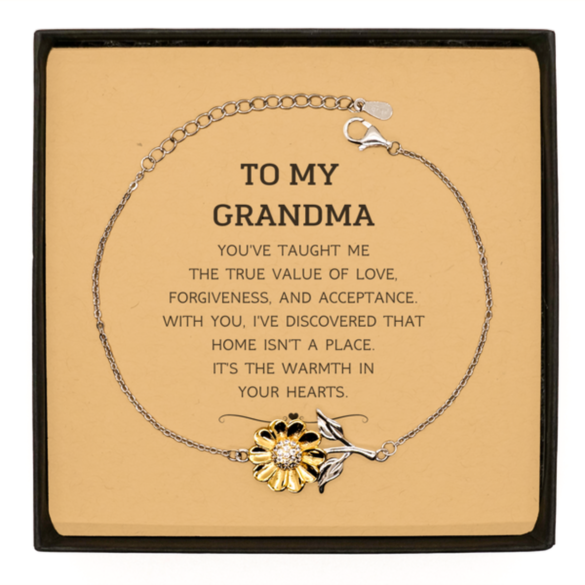 To My Grandma Gifts, You've taught me the true value of love, Thank You Gifts For Grandma, Birthday Sunflower Bracelet For Grandma