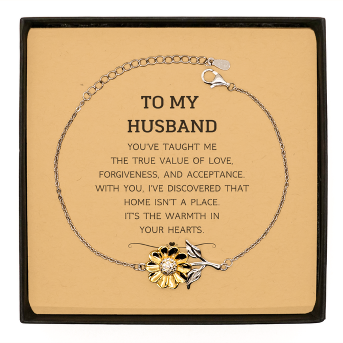 Husband Sunflower Bracelet - You've Taught Me the True Value of Love | Anniversary Gift