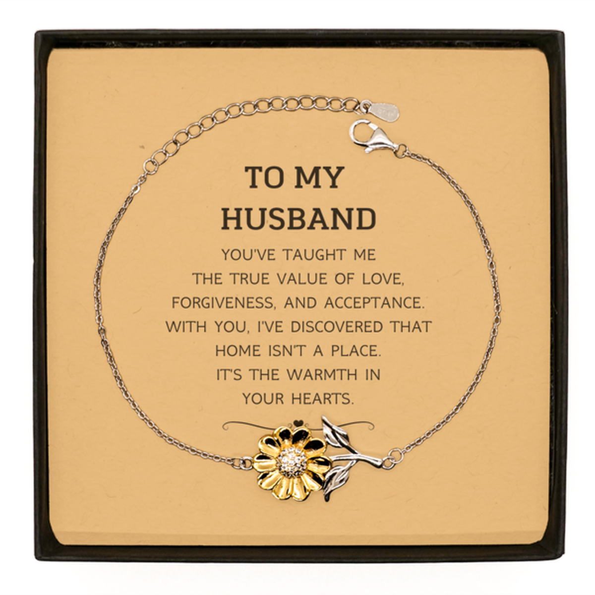 To My Husband Gifts, You've taught me the true value of love, Thank You Gifts For Husband, Birthday Sunflower Bracelet For Husband