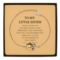 Load image into Gallery viewer, Little Sister Sunflower Bracelet - You&#39;ve Taught Me the True Value of Love | Birthday Gift
