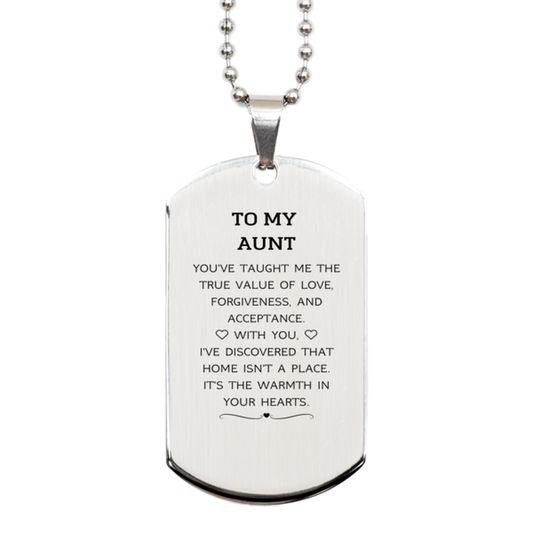 Aunt Silver Dog Tag Necklace - You've Taught Me the True Value of Love | Birthday Gift