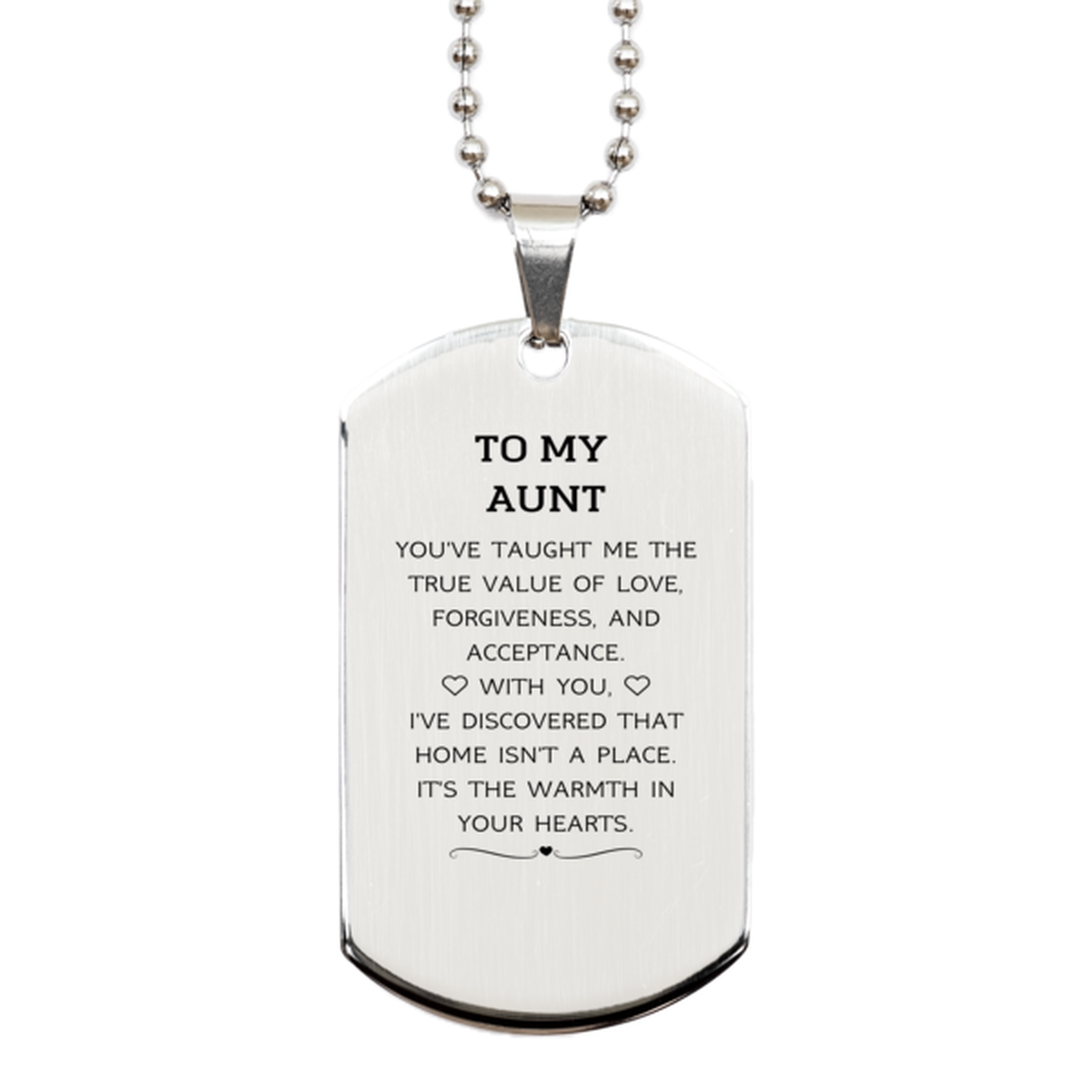 To My Aunt Gifts, You've taught me the true value of love, Thank You Gifts For Aunt, Birthday Silver Dog Tag For Aunt