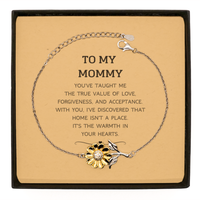 Load image into Gallery viewer, Mommy Sunflower Bracelet - You&#39;ve Taught Me the True Value of Love | Mother&#39;s Day Gift
