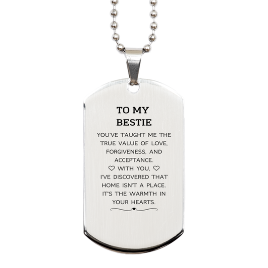 Bestie Silver Dog Tag Necklace - You've Taught Me the True Value of Love | Friendship Gift