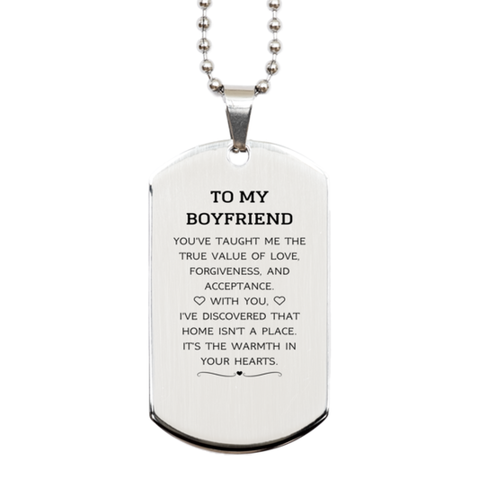 Boyfriend Silver Dog Tag Necklace - You've Taught Me the True Value of Love | Valentine's Day Gift