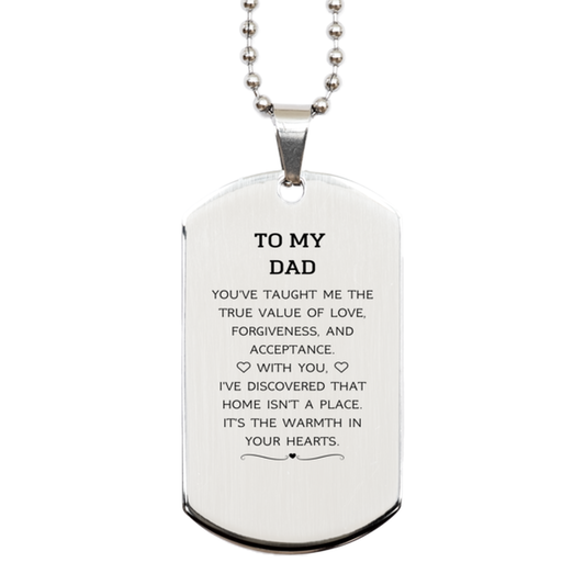 Dad Silver Dog Tag Necklace - You've Taught Me Love | Father's Day Gift