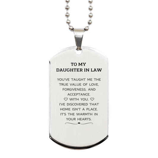 Daughter In Law Silver Dog Tag Necklace - You've Taught Me the True Value of Love | Birthday Gift