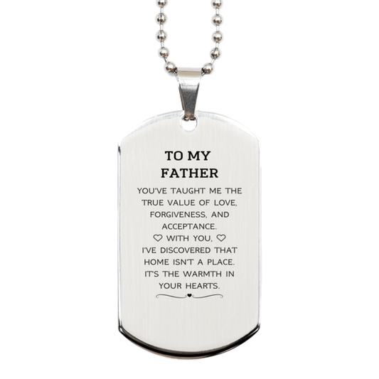 Dad Silver Dog Tag Necklace - You've Taught Me the True Value of Love | Father's Day Gift