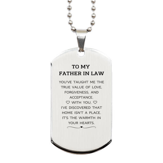 Father In Law Silver Dog Tag Necklace - You've Taught Me the True Value of Love | Birthday Gift