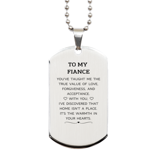 Fiance Silver Dog Tag Necklace - You've Taught Me The True Value of Love | Romantic Gift