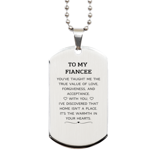 Fiancee Silver Dog Tag Necklace - You've Taught Me the True Value of Love | Romantic Gift