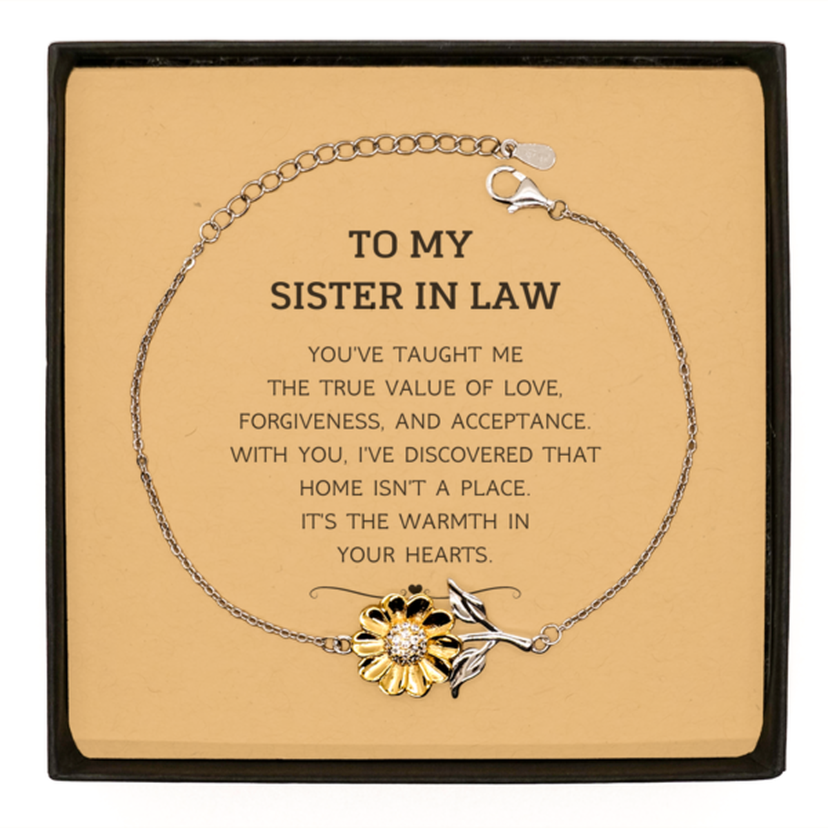 To My Sister In Law Gifts, You've taught me the true value of love, Thank You Gifts For Sister In Law, Birthday Sunflower Bracelet For Sister In Law