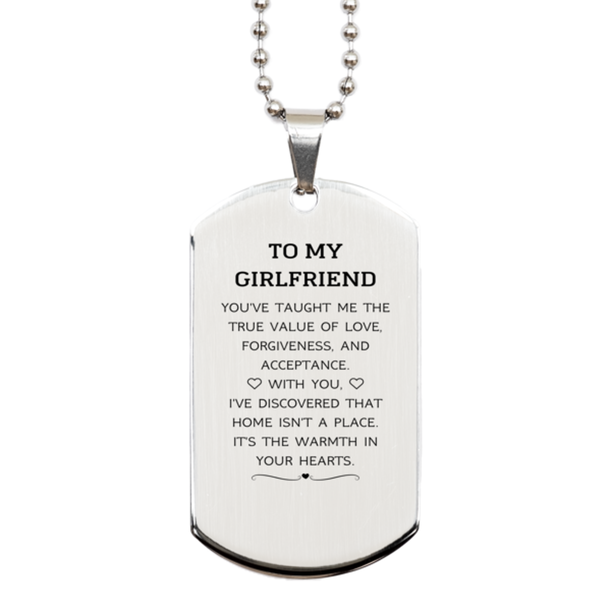 To My Girlfriend Gifts, You've taught me the true value of love, Thank You Gifts For Girlfriend, Birthday Silver Dog Tag For Girlfriend