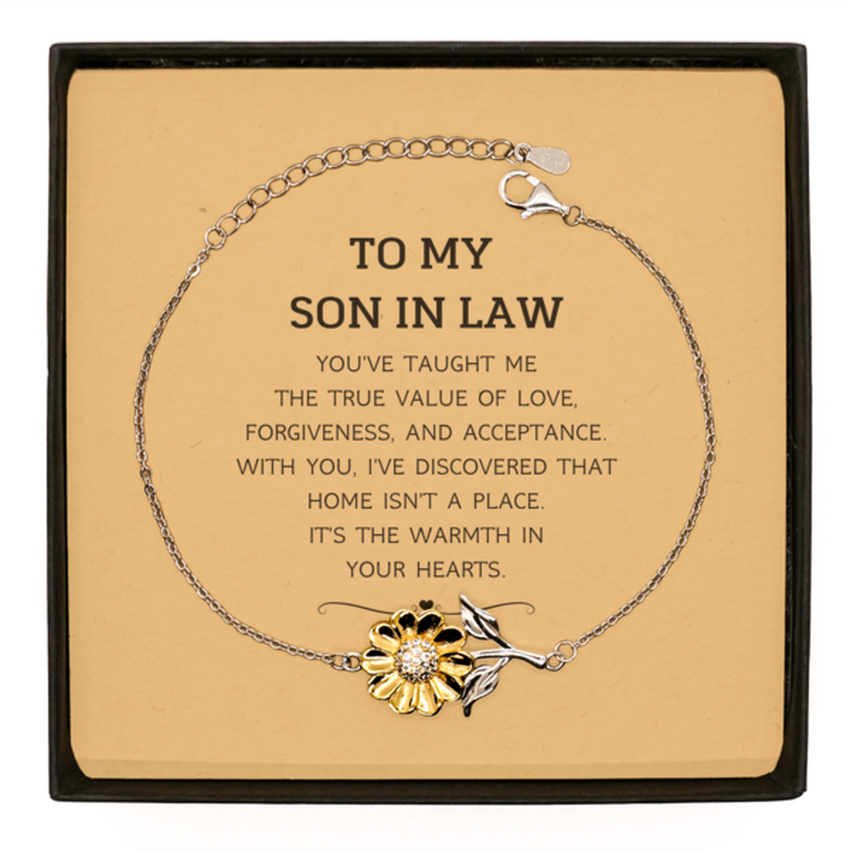 To My Son In Law Gifts, You've taught me the true value of love, Thank You Gifts For Son In Law, Birthday Sunflower Bracelet For Son In Law