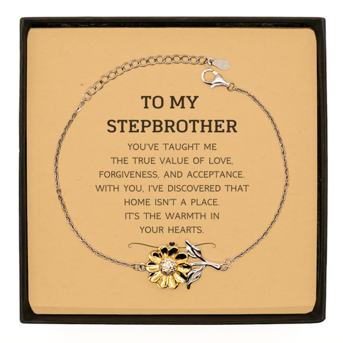 To My Stepbrother Gifts, You've taught me the true value of love, Thank You Gifts For Stepbrother, Birthday Sunflower Bracelet For Stepbrother