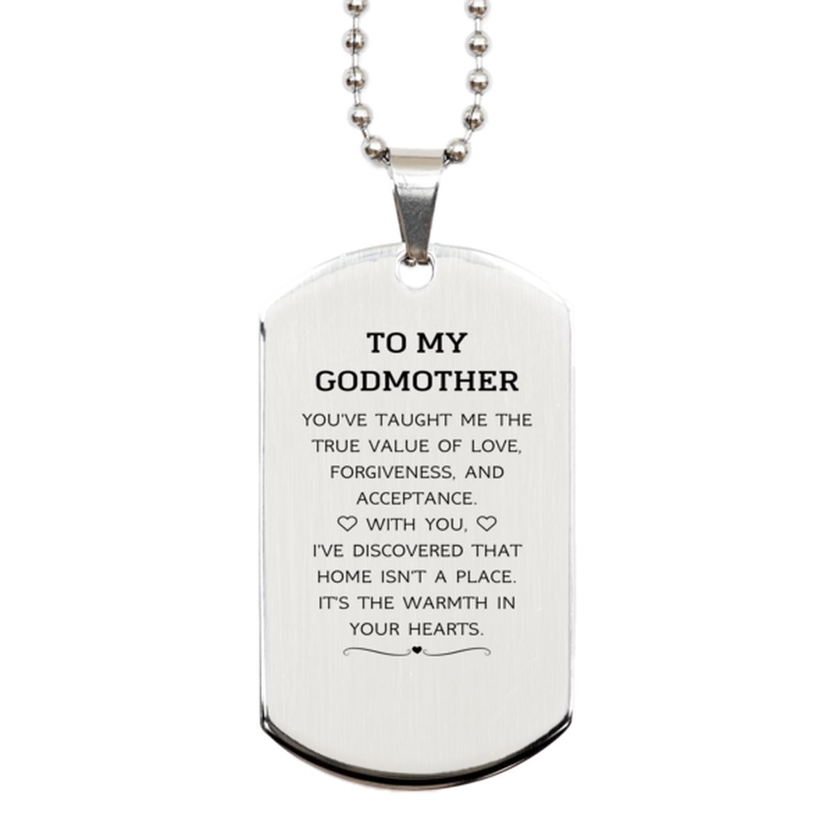 To My Godmother Gifts, You've taught me the true value of love, Thank You Gifts For Godmother, Birthday Silver Dog Tag For Godmother
