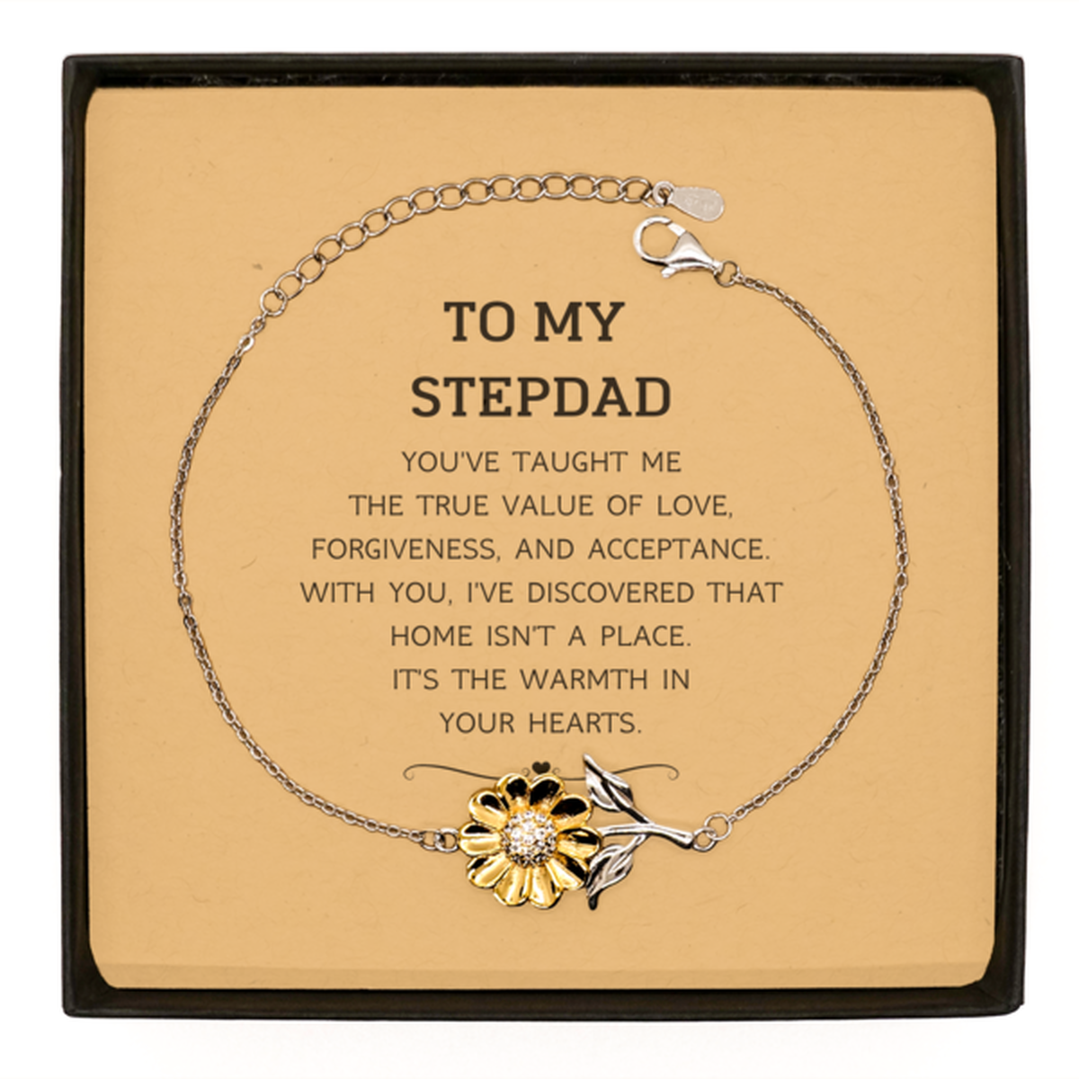 To My Stepdad Gifts, You've taught me the true value of love, Thank You Gifts For Stepdad, Birthday Sunflower Bracelet For Stepdad