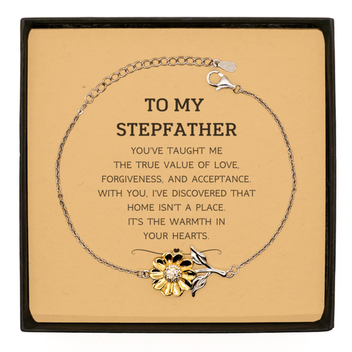 Stepfather Sunflower Bracelet - You've Taught Me the True Value of Love | Thank You Gift