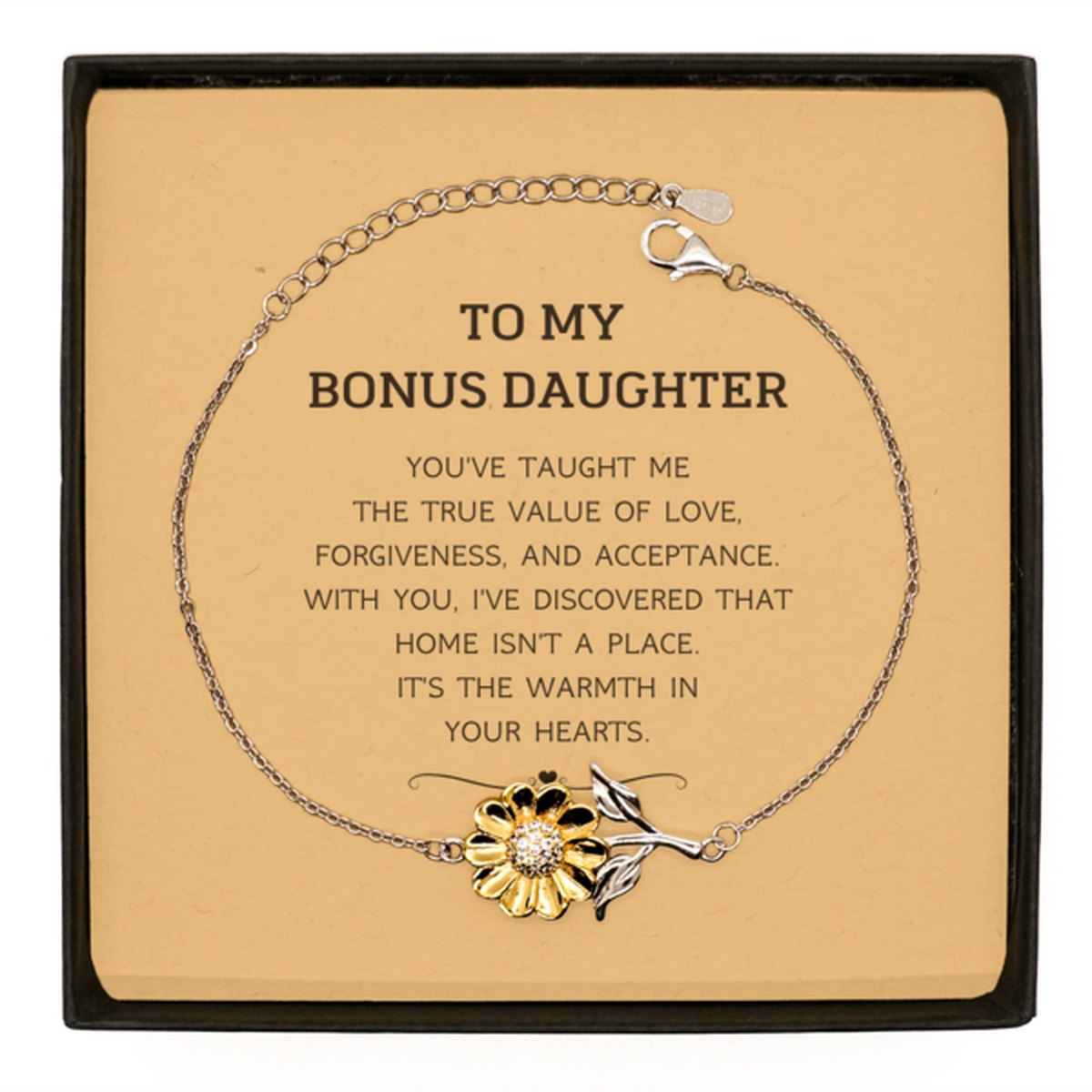 Bonus Daughter Sunflower Bracelet - You've Taught Me the True Value of Love | Birthday Gift