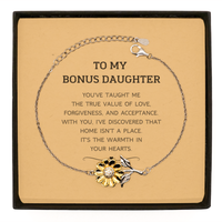 Load image into Gallery viewer, Bonus Daughter Sunflower Bracelet - You&#39;ve Taught Me the True Value of Love | Birthday Gift

