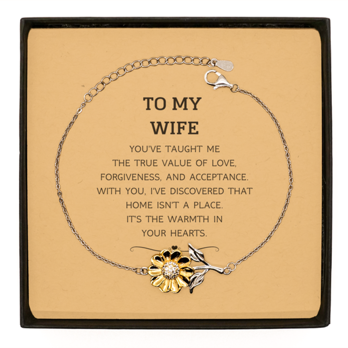 Wife Sunflower Bracelet - You've Taught Me the True Value of Love | Birthday Gift