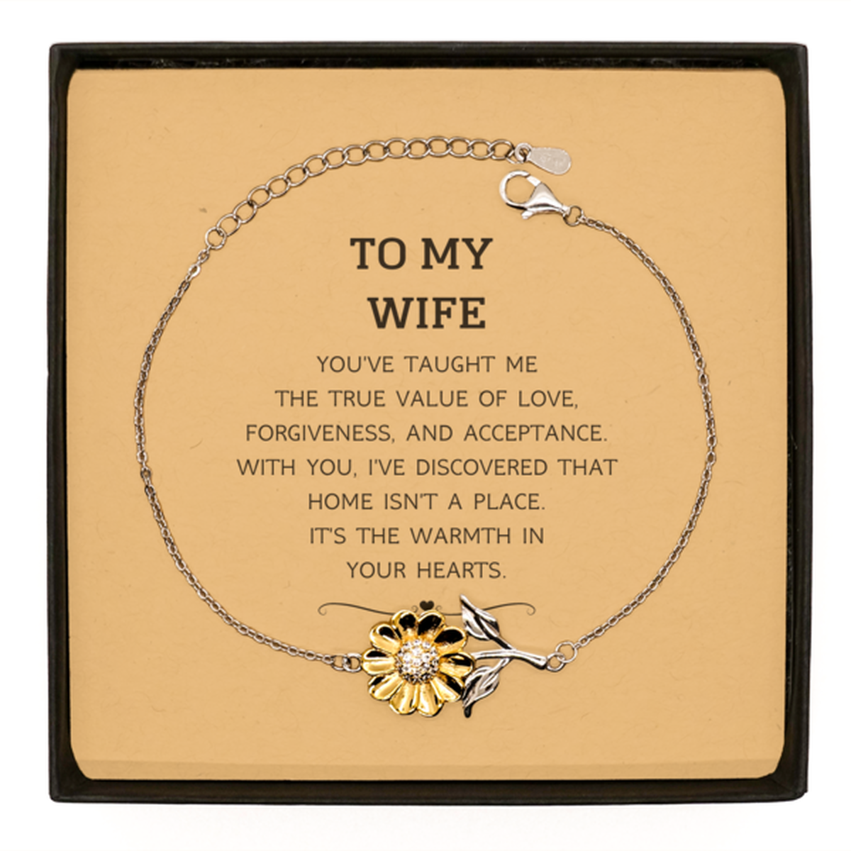 To My Wife Gifts, You've taught me the true value of love, Thank You Gifts For Wife, Birthday Sunflower Bracelet For Wife