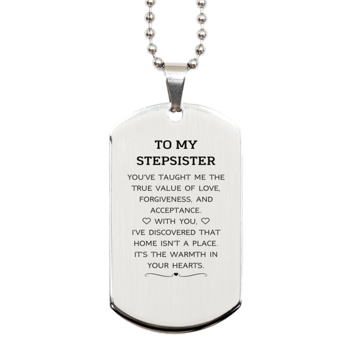 To My Stepsister Gifts, You've taught me the true value of love, Thank You Gifts For Stepsister, Birthday Silver Dog Tag For Stepsister
