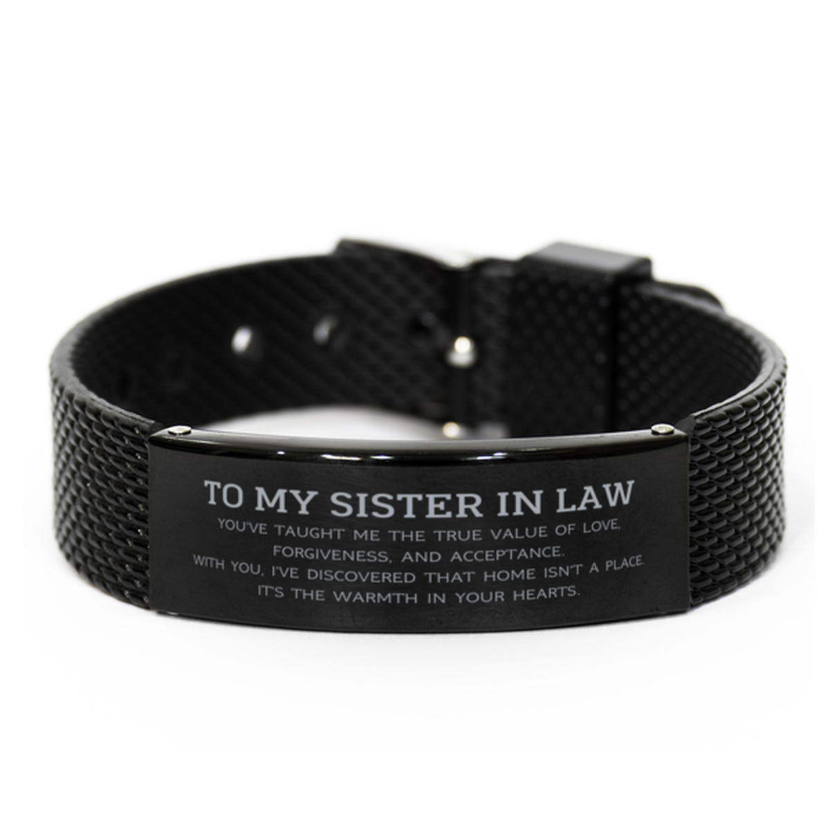 Sister In Law Black Bracelet - You've Taught Me the True Value of Love | Birthday Gift