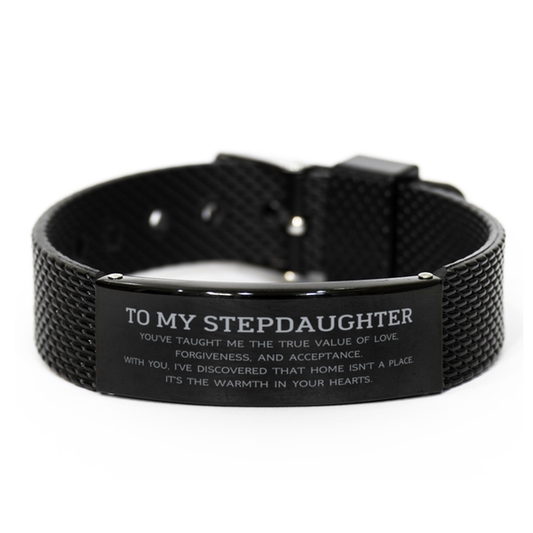 Stepdaughter Black Mesh Bracelet - You've Taught Me The True Value of Love | Perfect Gift