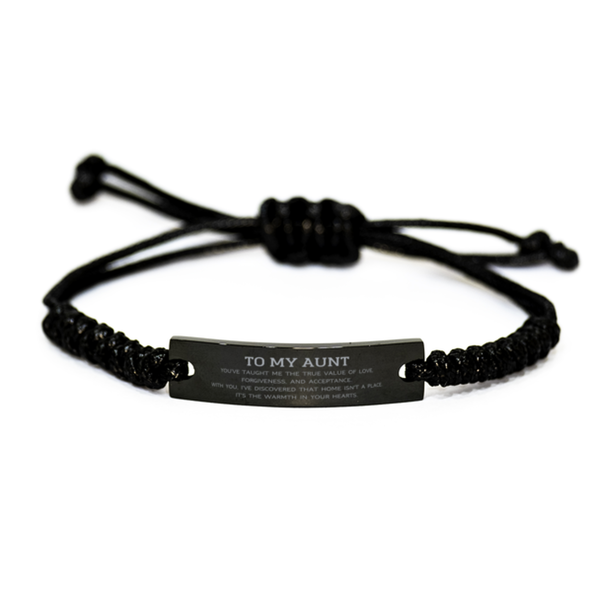 To My Aunt Gifts, You've taught me the true value of love, Thank You Gifts For Aunt, Birthday Black Rope Bracelet For Aunt