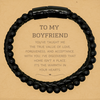 Load image into Gallery viewer, Boyfriend Stone Leather Bracelet - You&#39;ve Taught Me the True Value of Love | Anniversary Gift
