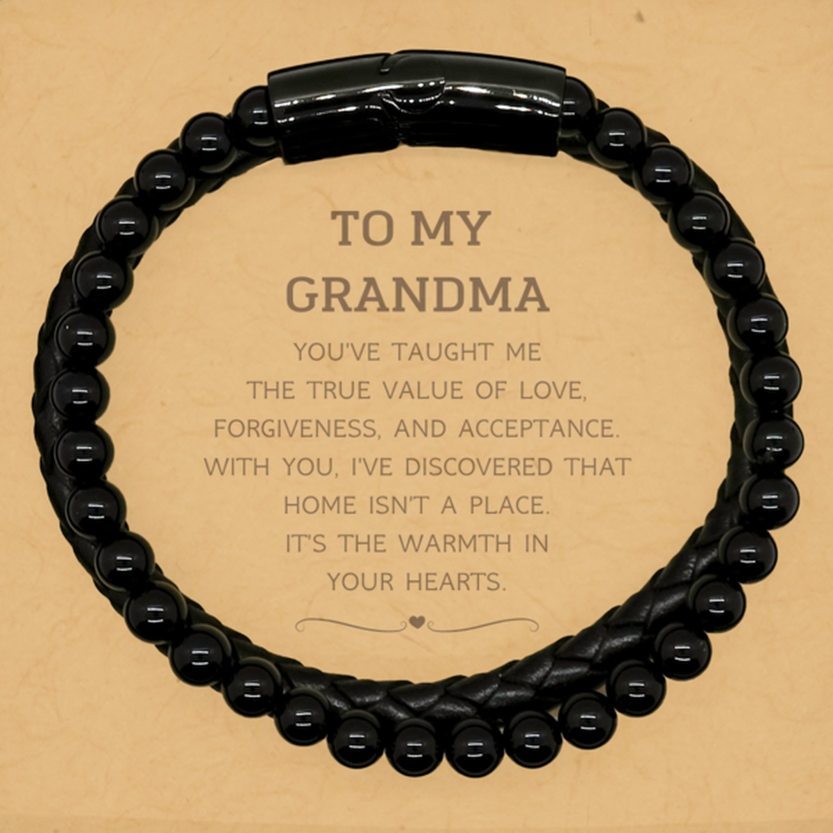To My Grandma Gifts, You've taught me the true value of love, Thank You Gifts For Grandma, Birthday Stone Leather Bracelets For Grandma