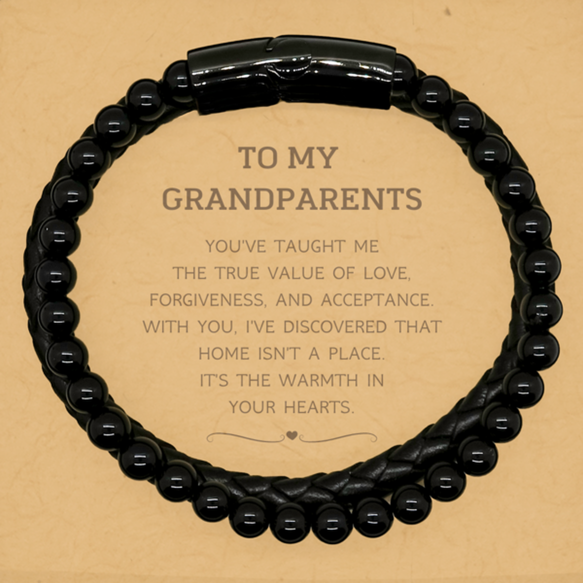 To My Grandparents Gifts, You've taught me the true value of love, Thank You Gifts For Grandparents, Birthday Stone Leather Bracelets For Grandparents