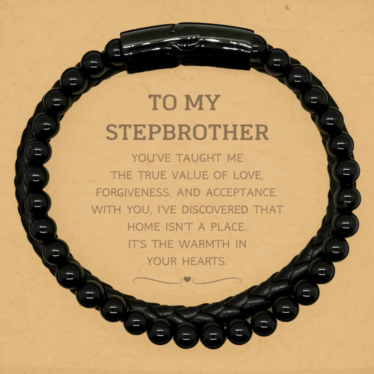 Stepbrother Stone Leather Bracelet - Inspirational Faith Design | Thoughtful Gift