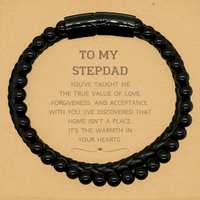 Load image into Gallery viewer, Stepdad Stone Leather Bracelet - Thank You Design | Birthday Gift
