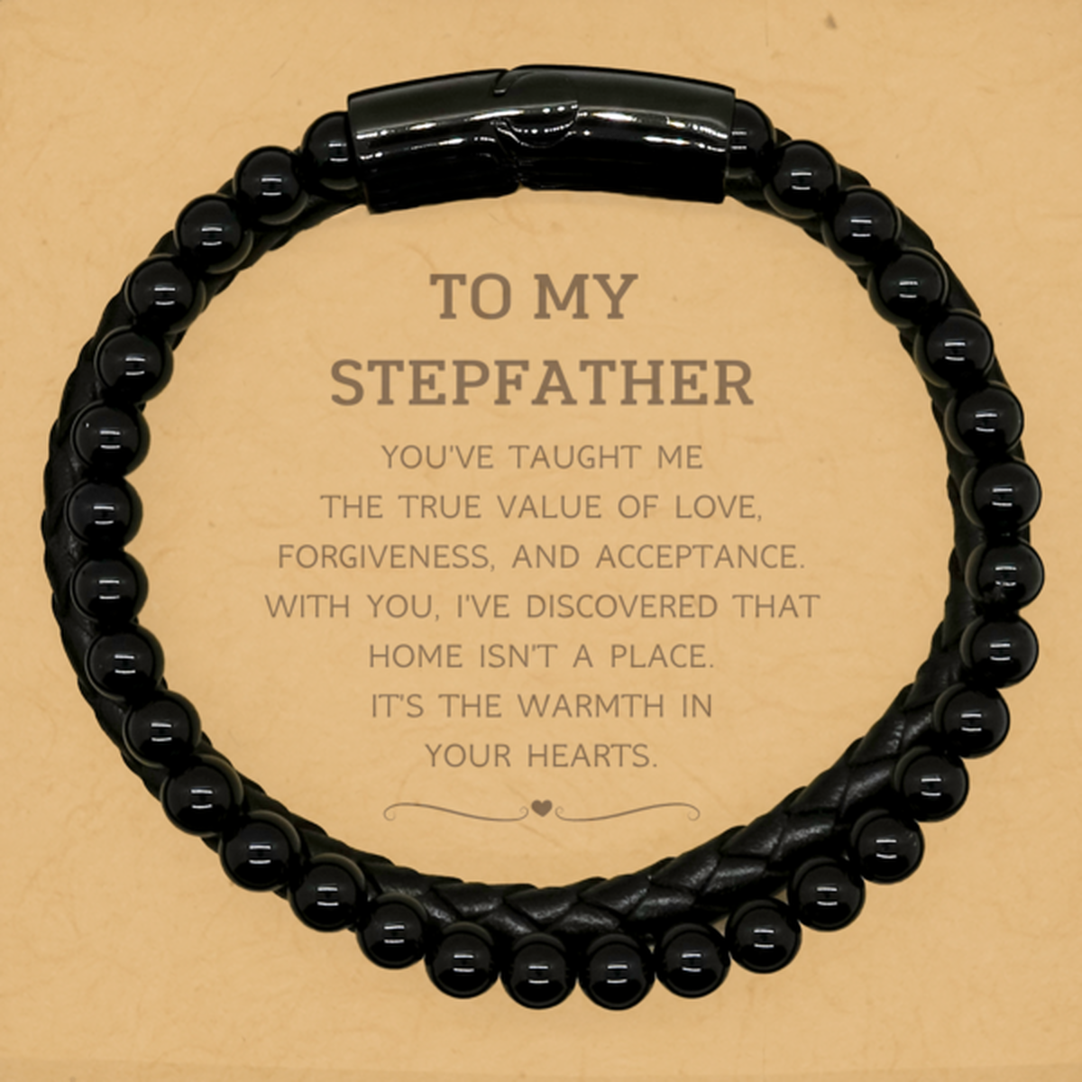 Stepfather Stone Leather Bracelet - You've Taught Me Love | Birthday Gift