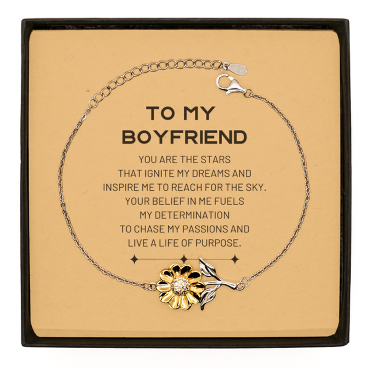 Boyfriend Sunflower Bracelet - You are the stars that ignite my dreams | Birthday Gift