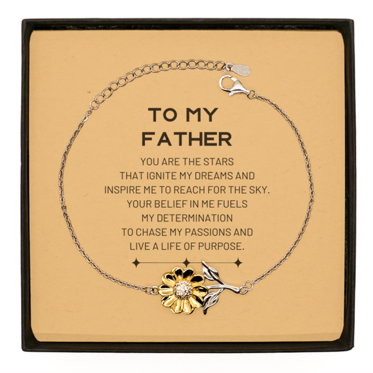 Dad Sunflower Bracelet - You are the stars that ignite my dreams | Father's Day Gift