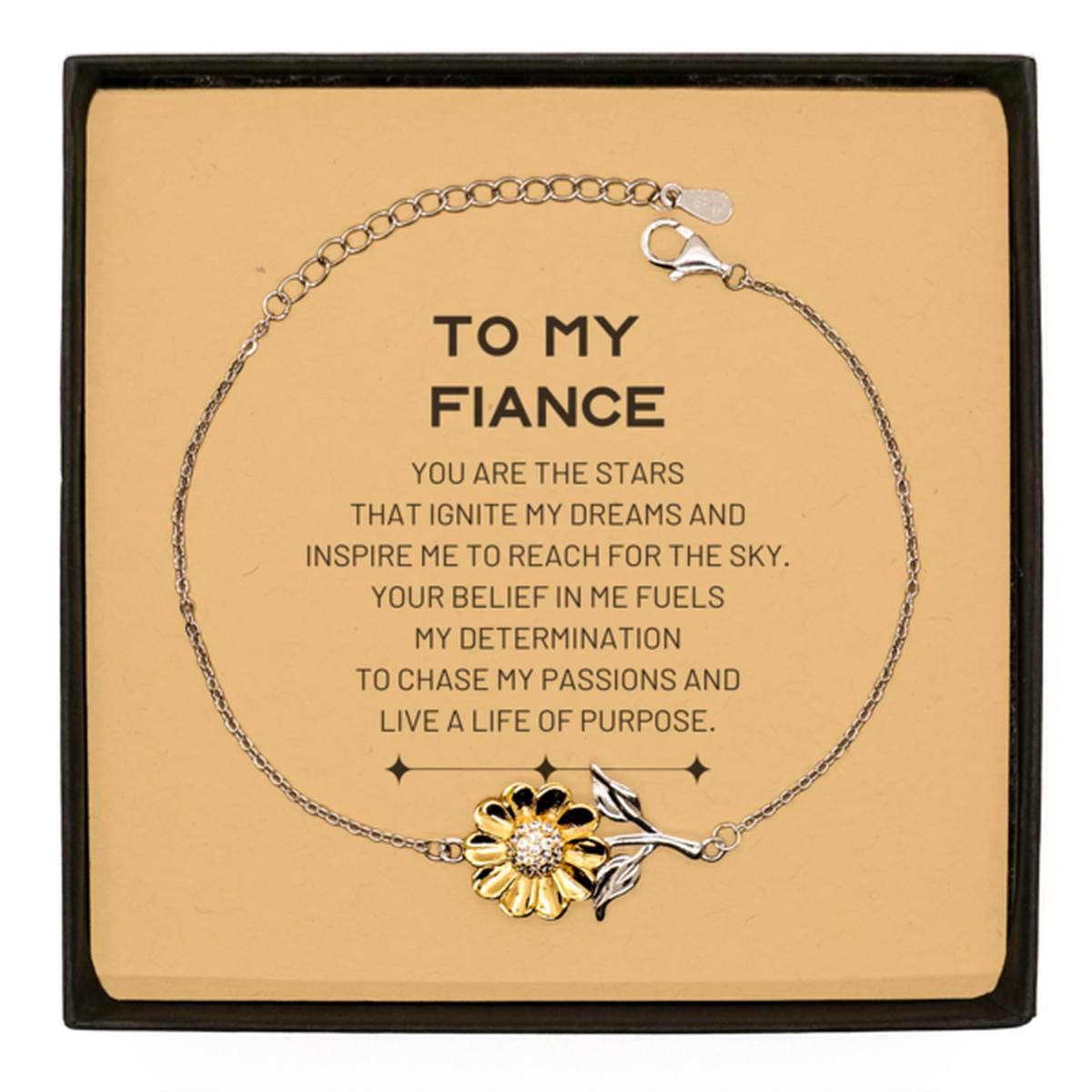 To My Fiance Sunflower Bracelet, You are the stars that ignite my dreams and inspire me to reach for the sky, Birthday Unique Gifts For Fiance, Thank You Gifts For Fiance