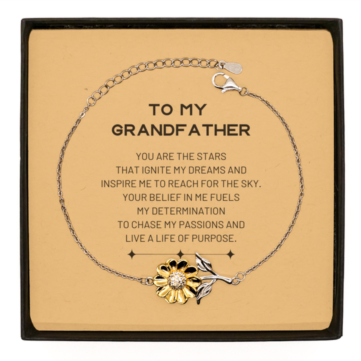 Grandfather Sunflower Bracelet - You are the stars that ignite my dreams | Birthday Gift