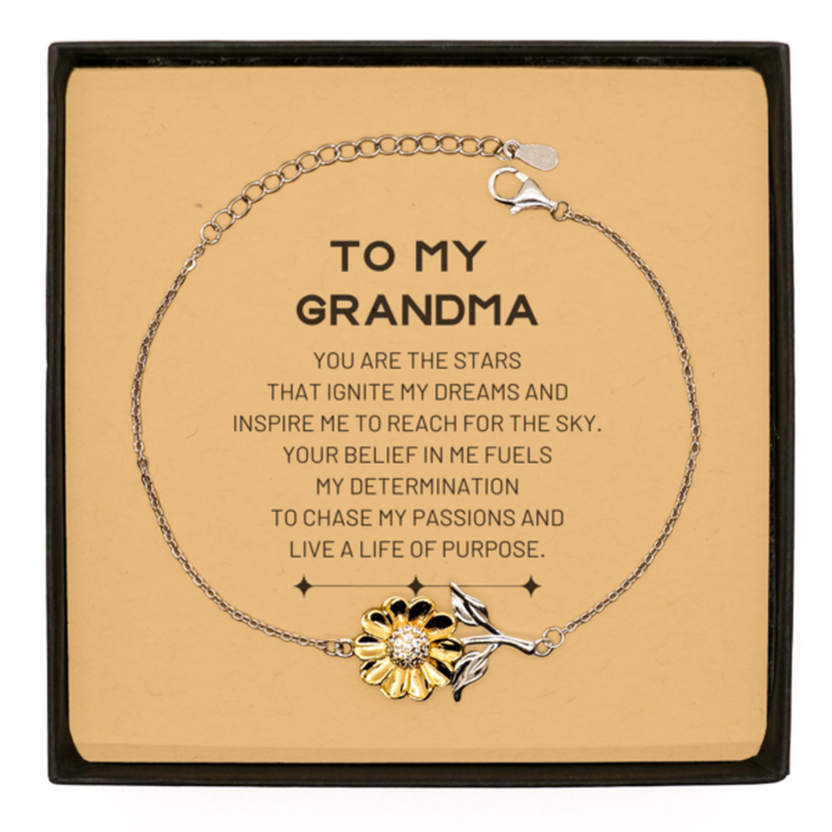 To My Grandma Sunflower Bracelet, You are the stars that ignite my dreams and inspire me to reach for the sky, Birthday Unique Gifts For Grandma, Thank You Gifts For Grandma