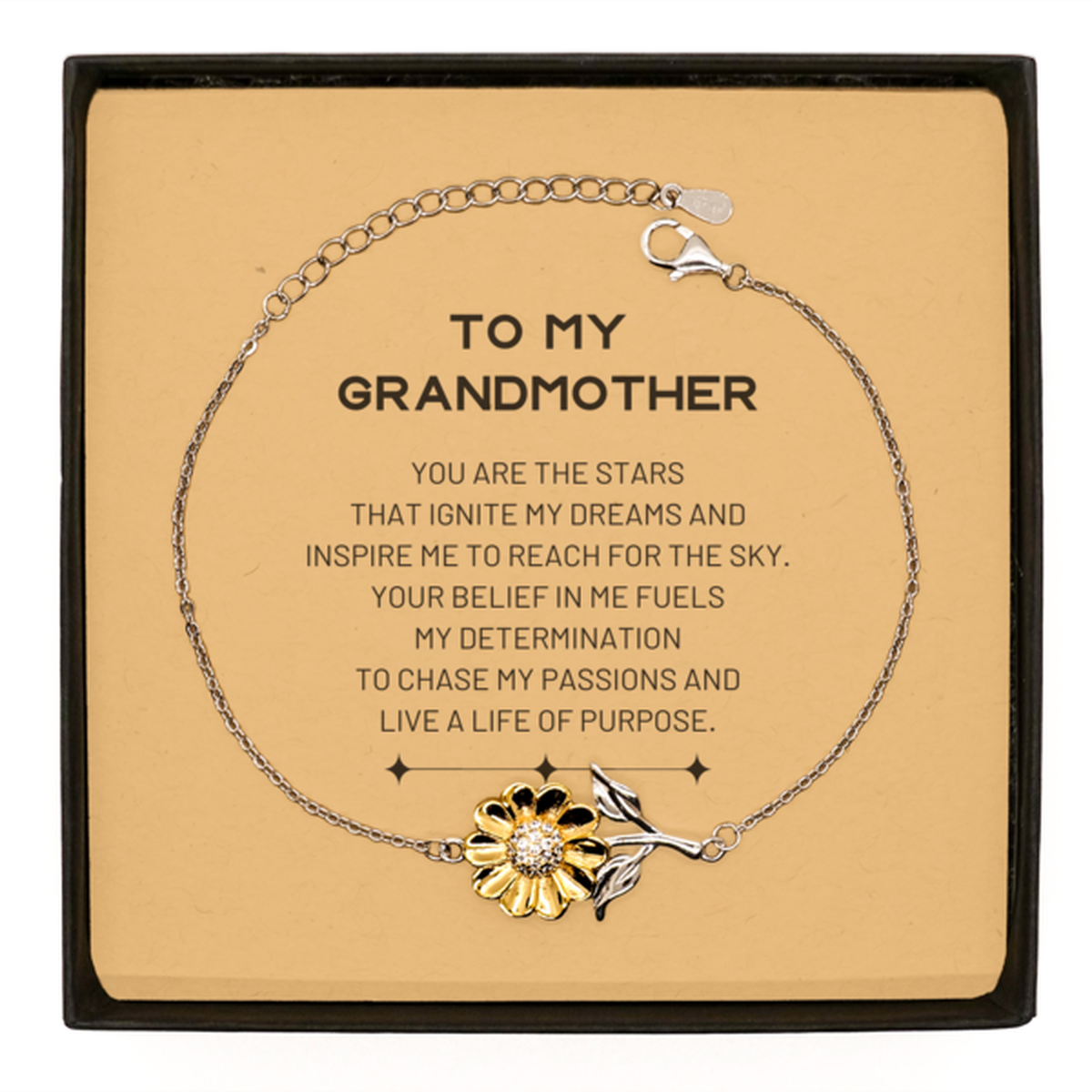 Grandmother Sunflower Bracelet - You are the stars that ignite my dreams | Birthday Gift